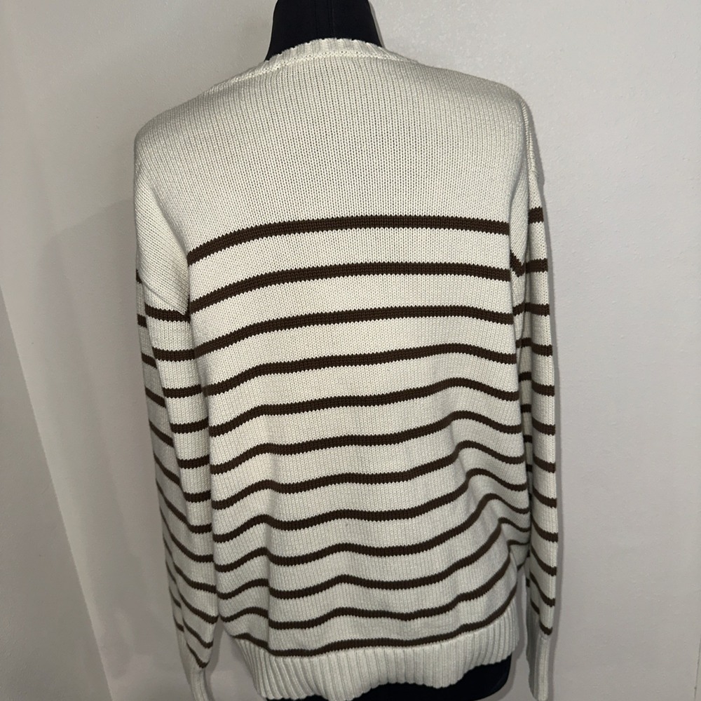 Brandy Melville Women's Brianna‎ Thin Stripe Cotton Sweater LB3 Ivory Size - Picture 6 of 11